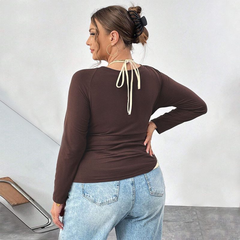 Plus Size Halter Faux Two-Piece Sweater - Image 2