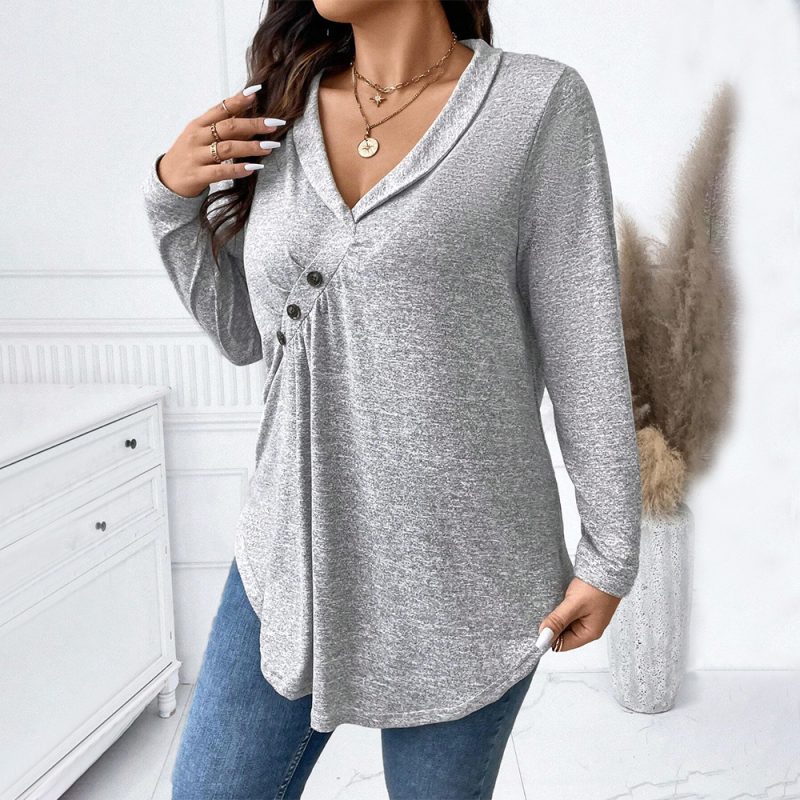 Plus Size Sailor Collar Asymmetric Blouse - Image 3