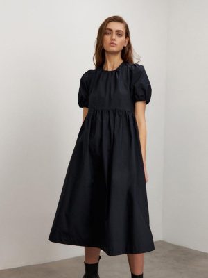 Hepburn Little Black Midi Dress | Short Sleeve