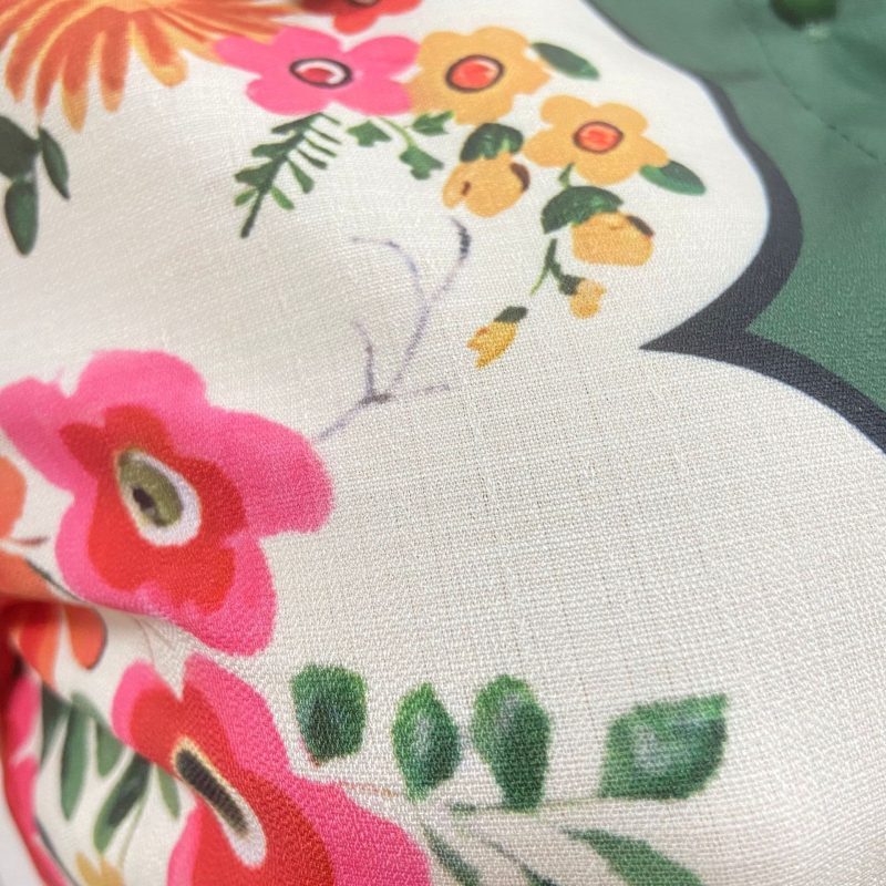 Linen Plant Print Lace-Up Dress - Spring Summer - Image 3
