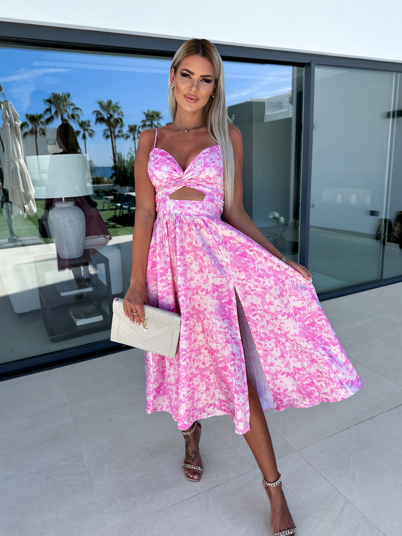 Pink Dress Floral Slip Dress