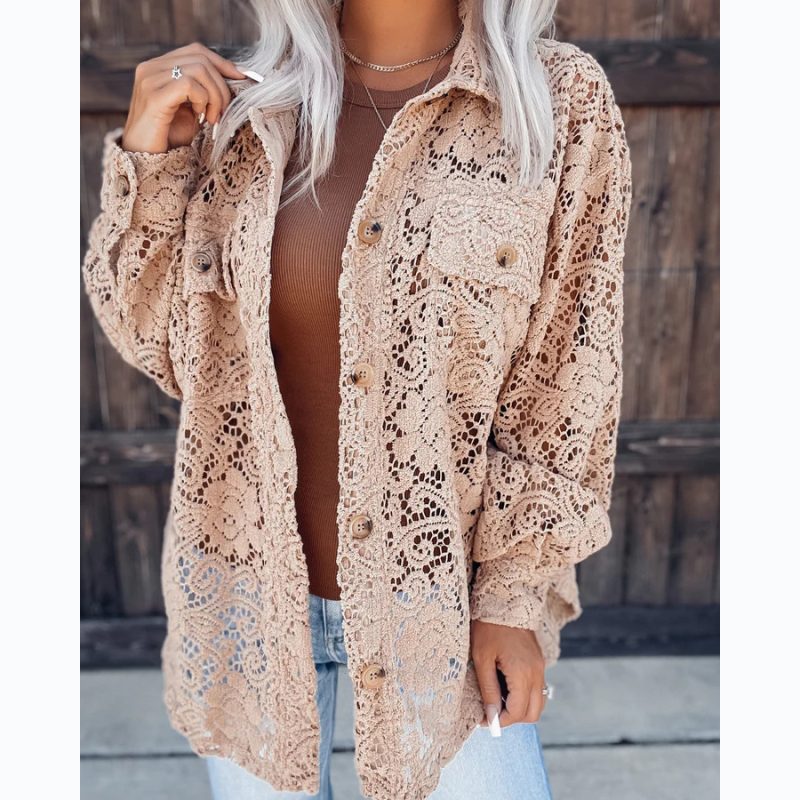 Waffle Collared Coat - Casual Autumn/Winter - Image 4