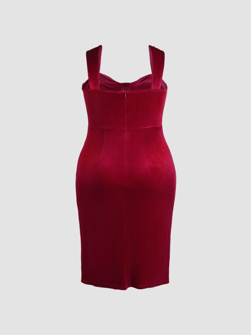 Autumn Winter Plus Size Velvet Spaghetti Dress - Image 3