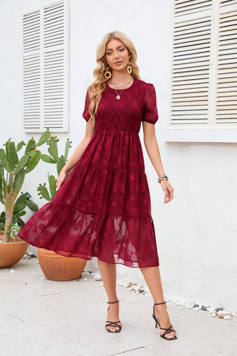 Printed Short-Sleeve Swing Maxi Dress - Image 2