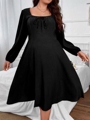 Plus Size Square Neck Slimming Dress