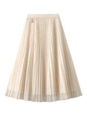 Spring Mesh Two-Sided Pleated Skirt