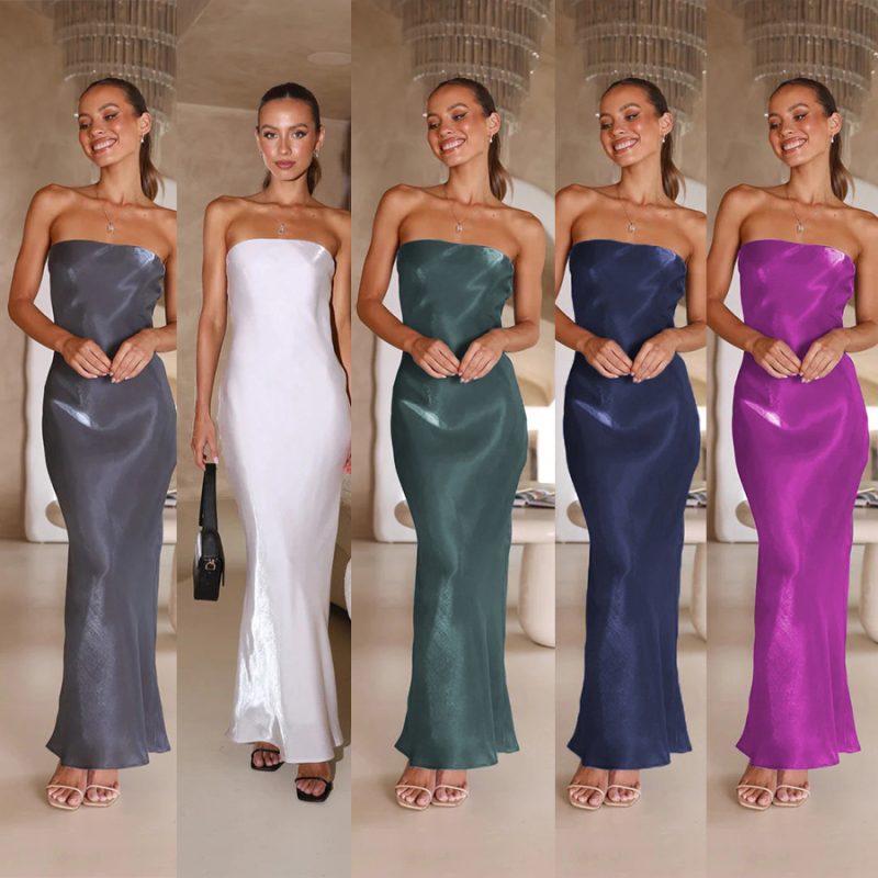 Bright Silk Bandeau Maxi Dress - Sexy Summer Style - Image 5