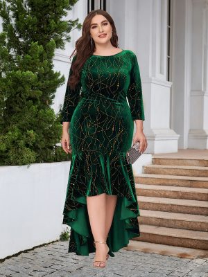 Plus Size Velvet High-Low Jumpsuit