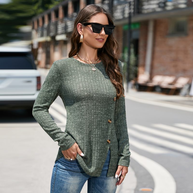 Winter Crew Neck Sweater | Women's Split Top for Fall Fashion - Image 2