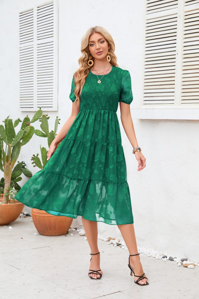 Printed Short-Sleeve Swing Maxi Dress - Image 5
