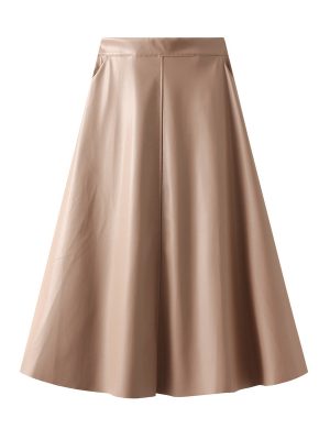 Faux Leather A-Line Solid Skirt for Autumn/Winter Chic