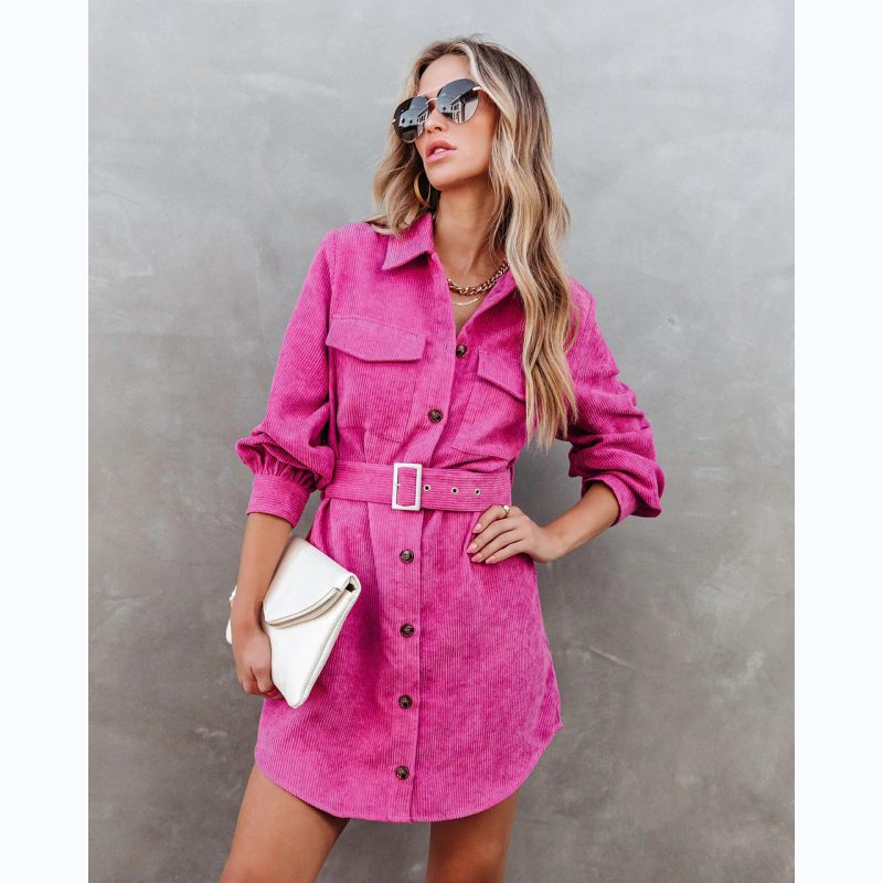 Waist Tight Corduroy Dress - Autumn/Winter - Image 2