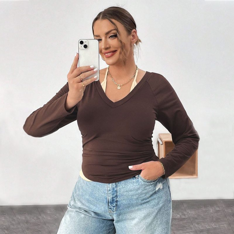 Plus Size Halter Faux Two-Piece Sweater - Image 4