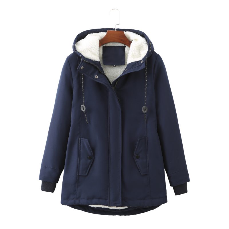 Winter Warm Hooded Lambswool Parka - Image 2