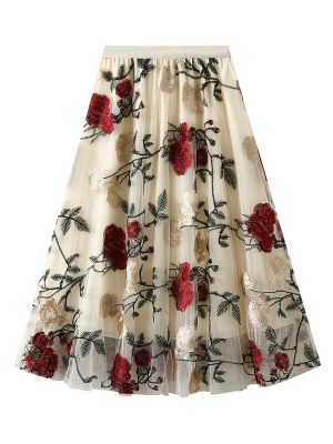 Retro Embroidered Floral Fairy Skirt