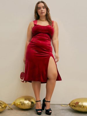 Autumn Winter Plus Size Velvet Spaghetti Dress