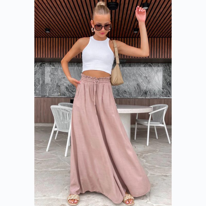 Elastic Waist Wide-Leg Pants - Summer Casual - Image 2