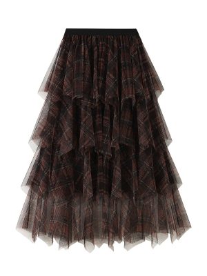 Spring Plaid Mesh A-Line Skirt