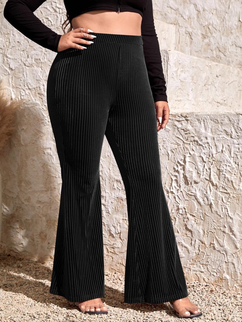 Autumn Plus Size Elastic Waist Flared Pants - Image 3