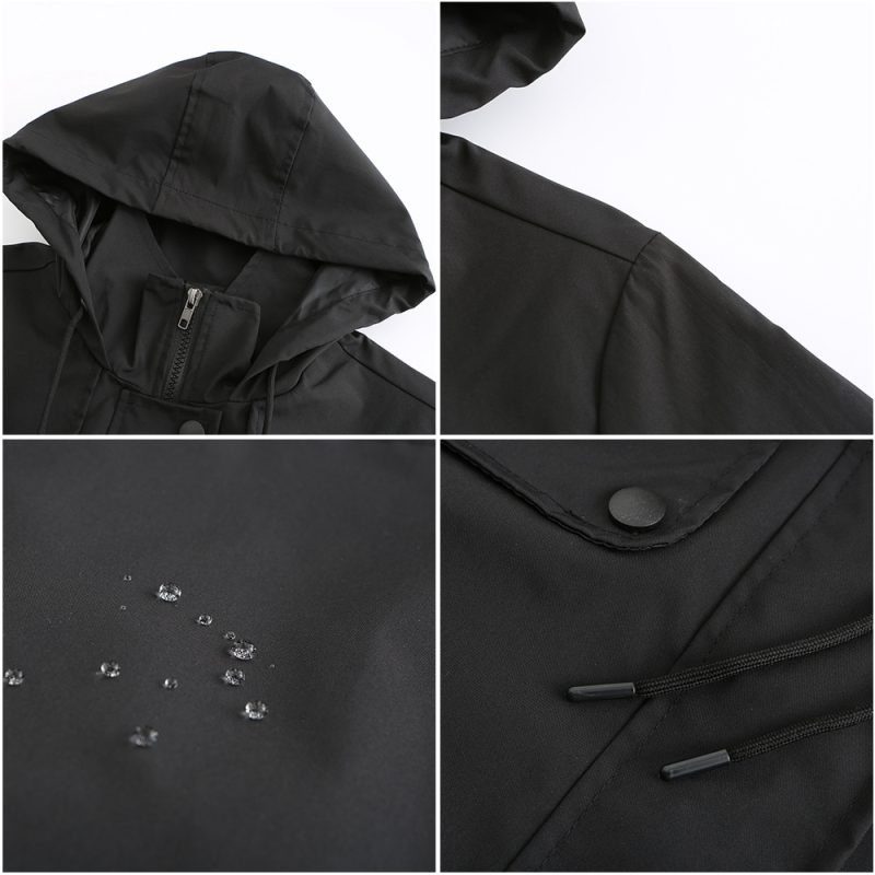 Mid-Length Hooded Windbreaker Women's Outdoor Raincoat Cardigan Coat - Image 3