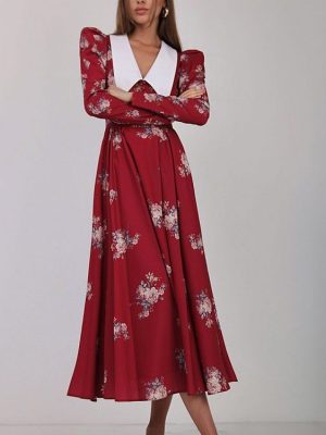 Early Spring Retro Printed Maxi Swing Dress