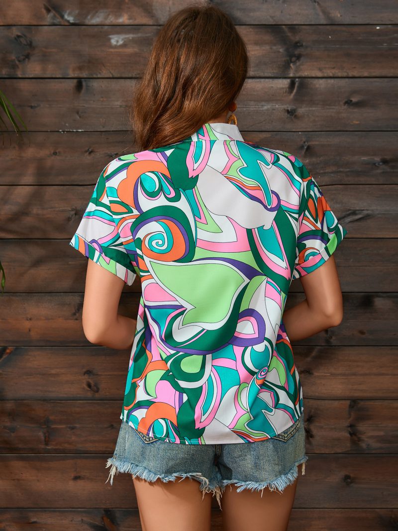 Summer Abstract Print Pullover Shirt - Image 2