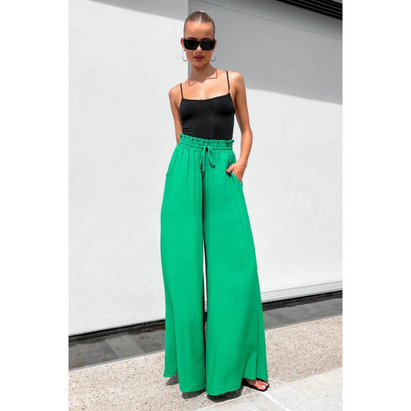 Elastic Waist Wide-Leg Pants - Summer Casual - Image 4