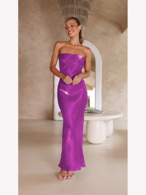 Bright Silk Bandeau Maxi Dress – Sexy Summer Style