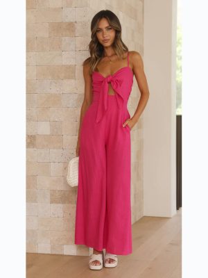 Casual Tied Spaghetti Strap Jumpsuit