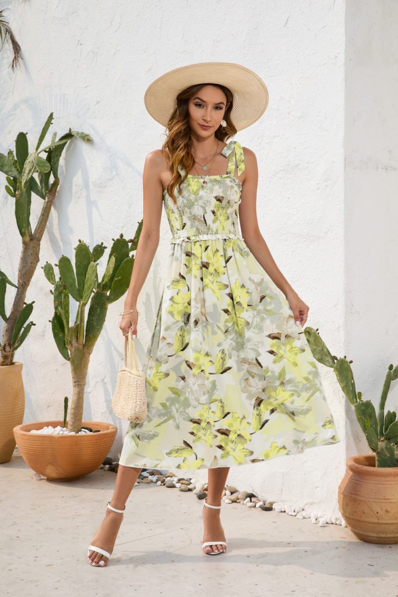 Summer Floral Print Slip Dress | Casual Vacation Smocking Style - Image 2