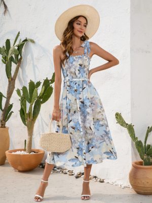 Summer Floral Print Slip Dress | Casual Vacation Smocking Style