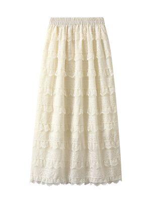 French Lace Tiered Dress: High Waist, Slimming