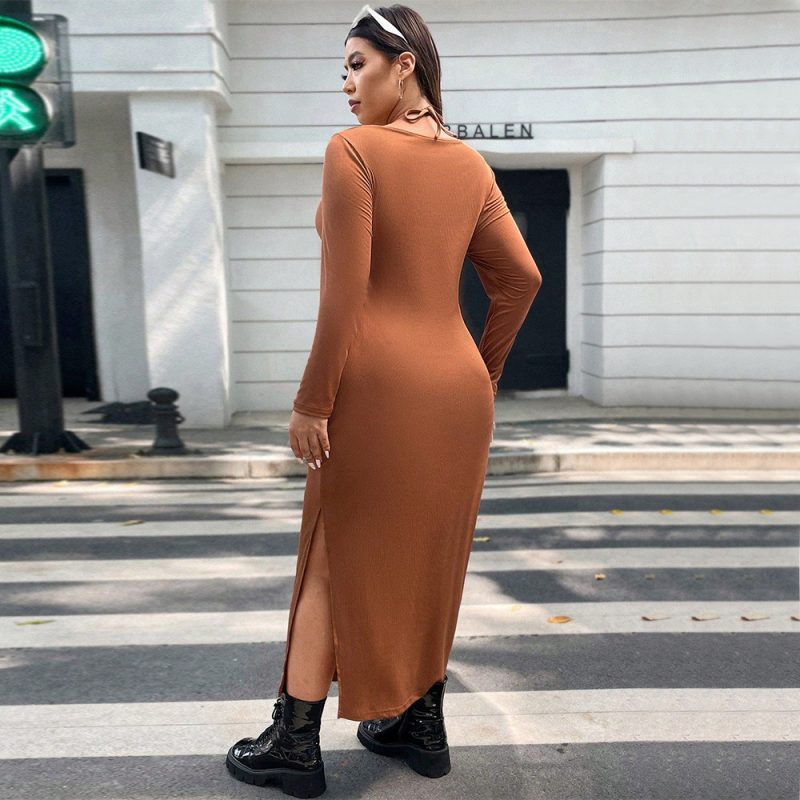 Plus Size Sexy Halter V-Neck Knit Dress - Image 3