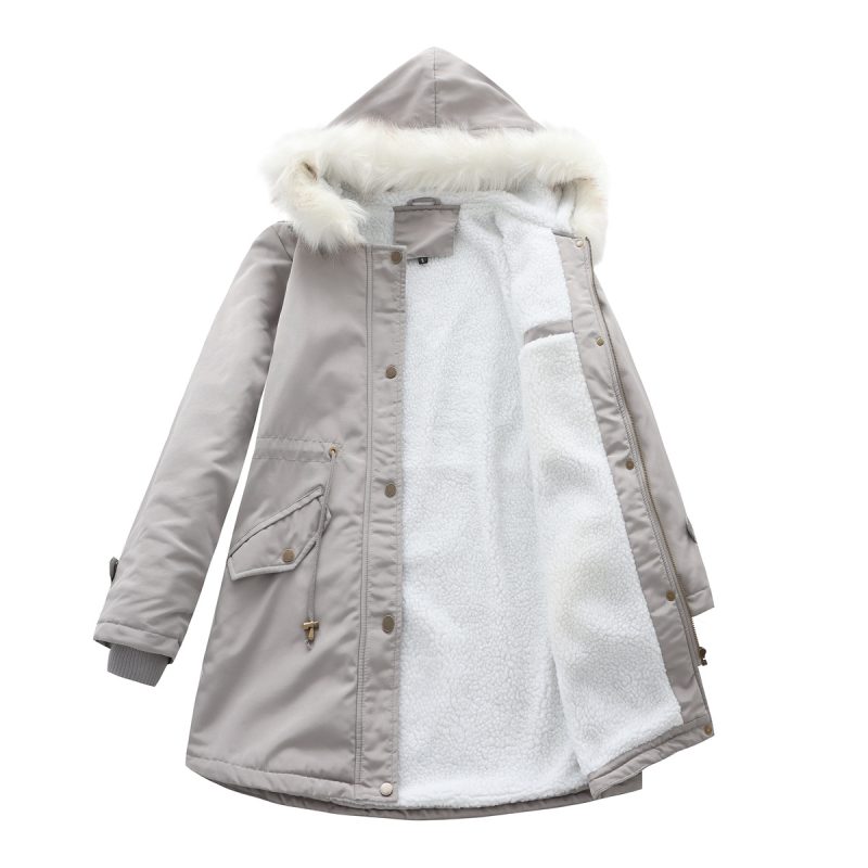 Detachable Fur Collar Hooded Cotton Padded Coat - Image 5
