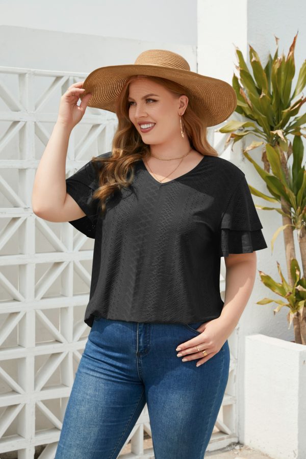 Plus Size V-Neck Short Sleeve T-Shirt - Image 2