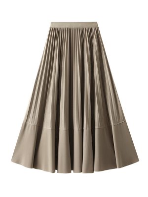 Autumn High Waist A-Line Pleated Skirt