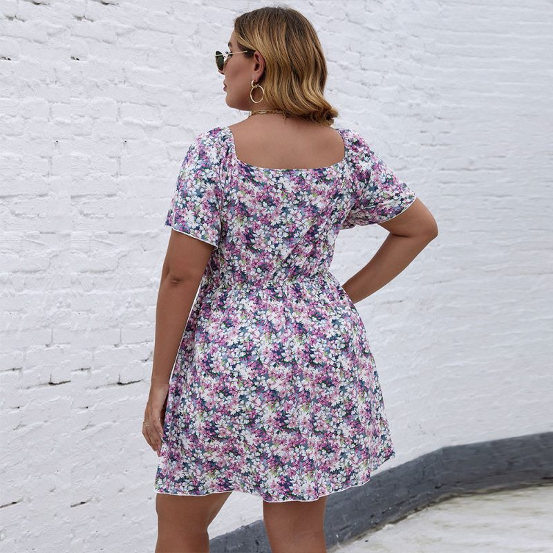Summer Plus Size V-Neck Print Dress - Image 2