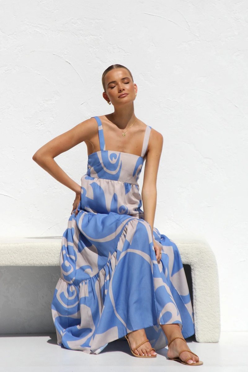 Simple Print Suspenders Swing Dress - Spring/Summer - Image 3