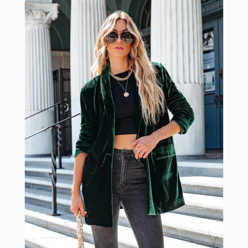 Pleuche Long Sleeve Jacket - Street Style - Image 2