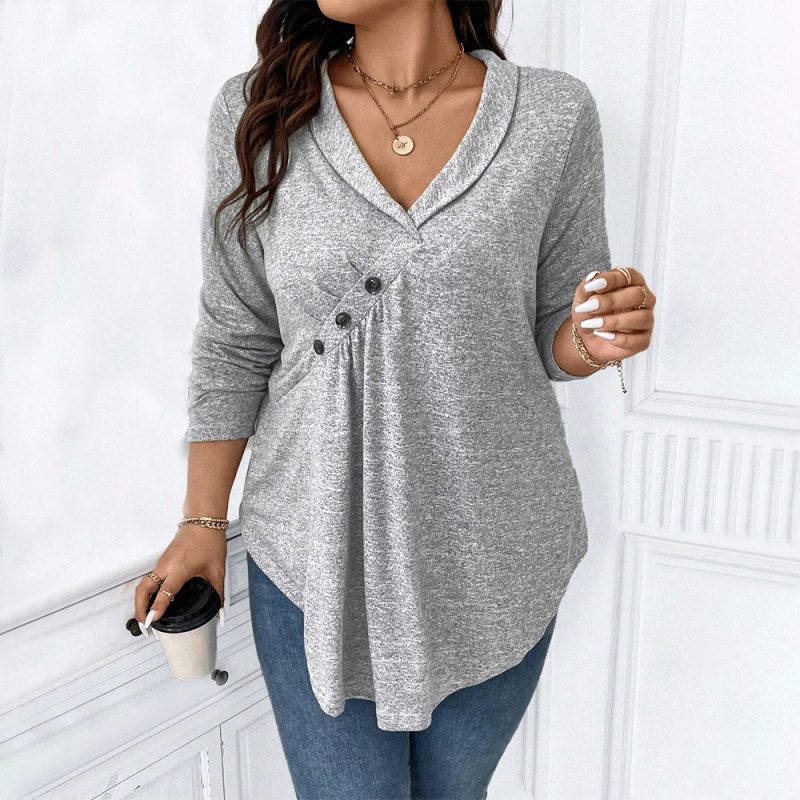 Plus Size Sailor Collar Asymmetric Blouse - Image 2