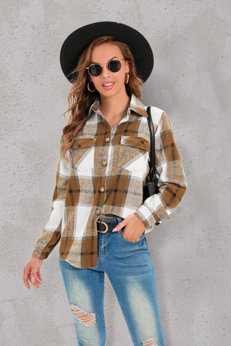 Women's Plaid Button Shirt Jacket - Image 2