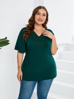 Plus Size Lace Patchwork T-Shirt