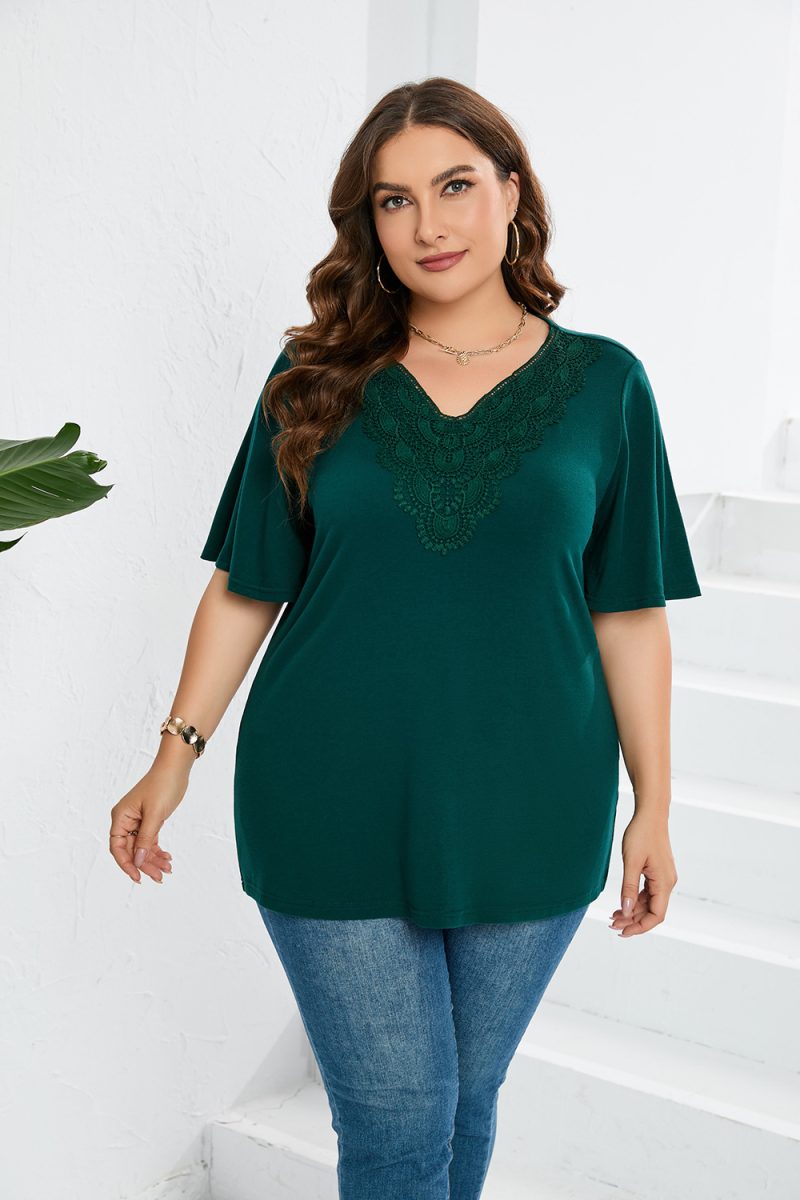 Plus Size Lace Patchwork T-Shirt - Image 2