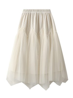 Irregular Corduroy Gauze Maxi Skirt