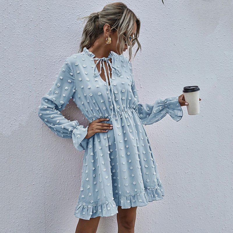 High Waist Long Sleeve Office Dress - Spring Summe - Image 3