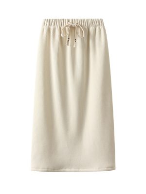 Corduroy Long Skirt: High Waist A-Line, Autumn/Winter