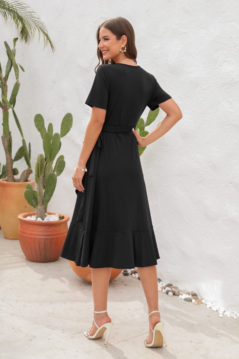 V-Neck High Waist Tied Dress - Image 5