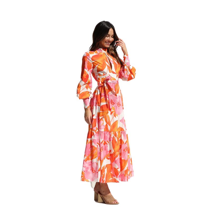 Printed Pleated Swing Maxi Dress - Timeless Elegance - Image 4