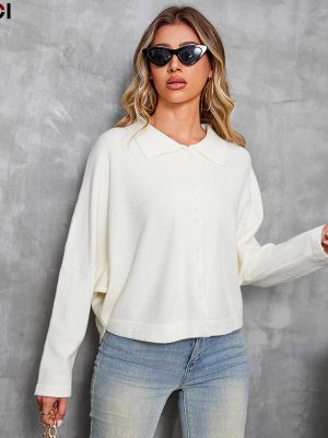 Polo Collar Knitwear Top