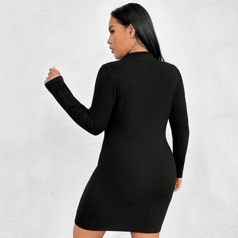 Stylish Plus Size Long Sleeve Dress for Autumn & Winter - Image 2
